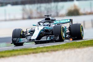 Bottas, Mercedes F1 Team's driver during second journal of F1 Test Days celebrates at Montmelo Circuit, Montmelo (Catalunya) February 27th of 2018